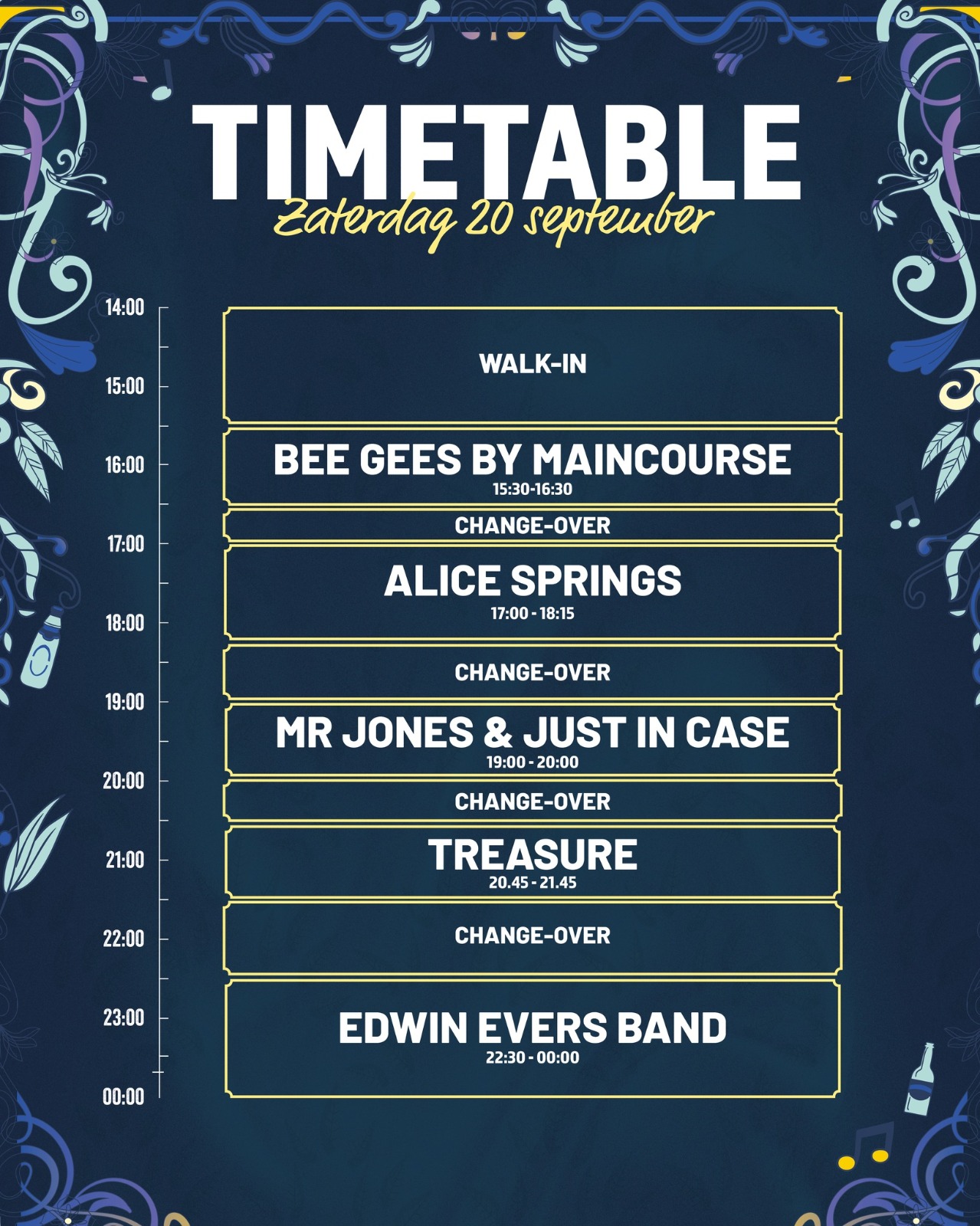 Timetable Zaterdag